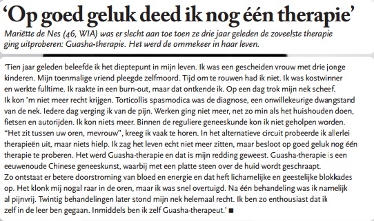 Artikel UWV magazine Perspectief over Guasha